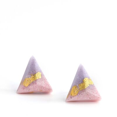 Pyramide - Rose pastel & Lilas - Boucles d'oreilles triangulaires
