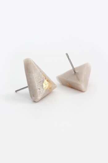 Pyramide - Beige - Boucles d'oreilles triangulaires 3