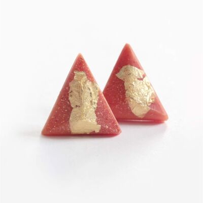 Pyramid - Coral - Triangular earrings
