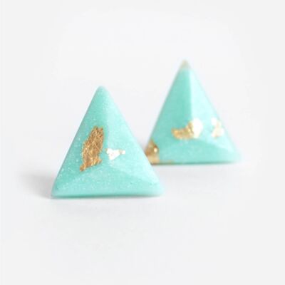 Pyramide - Menthe - Boucles d'oreilles triangulaires