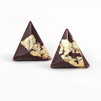 Pyramid - Burgundy - Triangular earrings