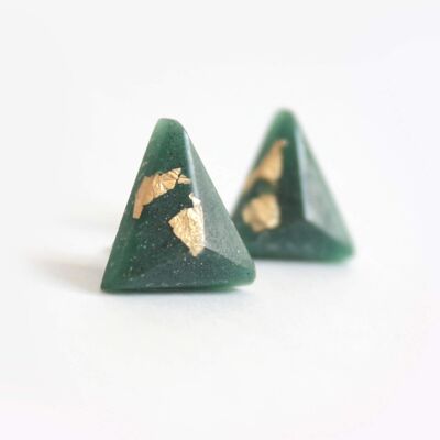 Pyramid - Forest Green - Triangular Earrings