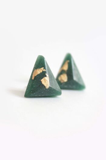 Pyramide - Vert forêt - Boucles d'oreilles triangulaires 1