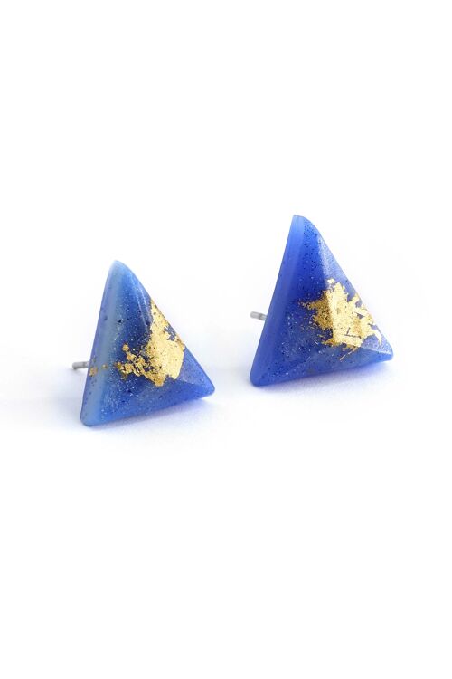 Pyramide - Bleu - Boucles d'oreilles triangulaires