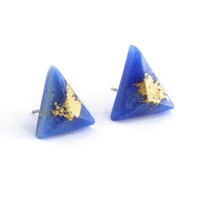 Pyramide - Bleu - Boucles d'oreilles triangulaires