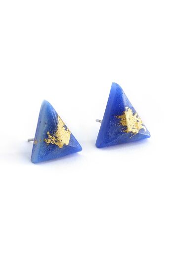 Pyramide - Bleu - Boucles d'oreilles triangulaires 1