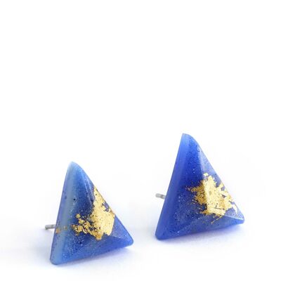 Pyramide - Bleu - Boucles d'oreilles triangulaires