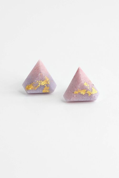 Diamant - Rose pastel et Lilas - boucles d'oreilles