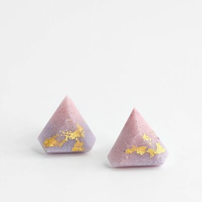 Diamant - Rose pastel et Lilas - boucles d'oreilles