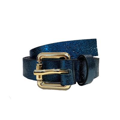 Leather belt Julie - petrol metallic