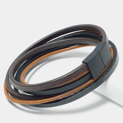 Bracciale da uomo "Leather Star PG74" realizzato in pelle