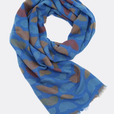 Wool scarf / Arches - blue / brown