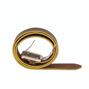 Ceinture homme en cuir Novaho avec bords contrastés marron-jaune 2