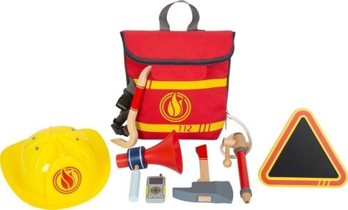 Feuerwehrrucksack | Arzt- und Rettungsspielzeug | Holz