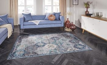 Tapis Kashmir Ghom en Oriental-Optic Denim Blue 1