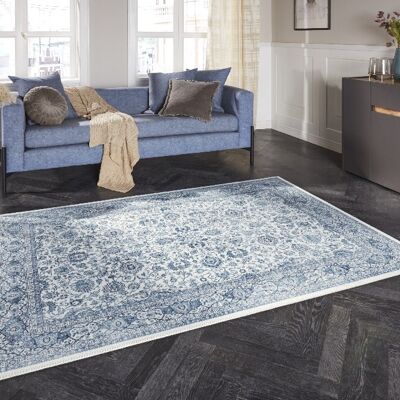 Carpet Keshan Mashad in Oriental-Optic Sapphire Blue