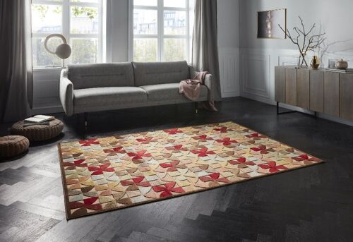 Design carpet Ailette in High-Low-Optic Brown Multicolor