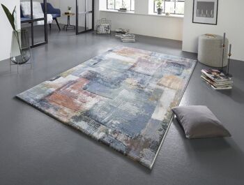 Tapis design Bayonne Multicolore avec Effet Coup de Pinceau 1