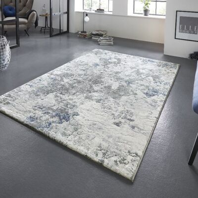 Design carpet Fontaine Cream Gray Blue with Paint-Splash-Effect