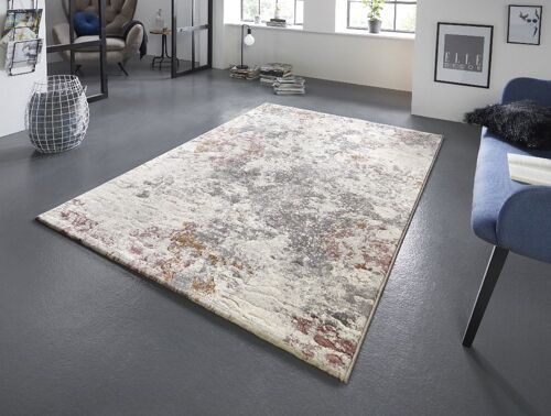 Design carpet Fontaine Cream Grey raspberry-red with Paint-Splash-Effect