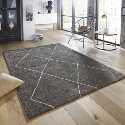 Alfombra de diseño Massy Gris oscuro Crema