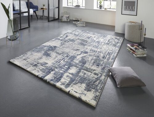 Design carpet Vernon Cream Blue Grey with Brush-Stroke-Effect