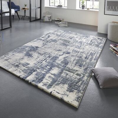 Design carpet Vernon Cream Blue Gray with Brush-Stroke-Effect
