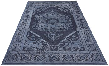 Tapis design Vilaine en High-Low-Optic Dark Blue 2