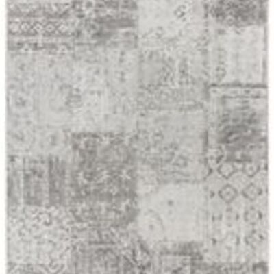 Design flatweave carpet Denain Gray Cream in patchwork look