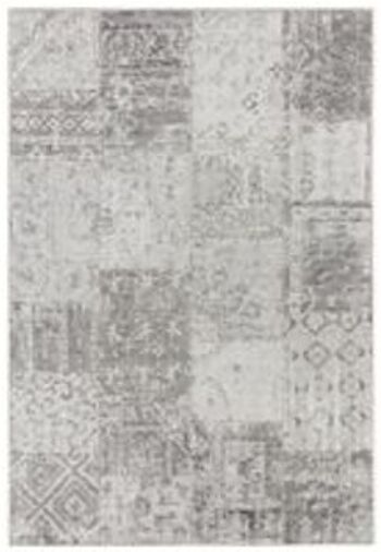 Tapis design à tissage plat Denain Gris Crème au look patchwork