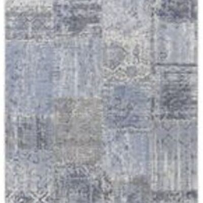 Design flatweave carpet Denain jeansblue Black in Patchwork-Optic