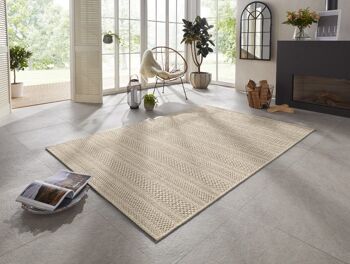 Tapis d'intérieur et d'extérieur tissé à plat Arras brun naturel au look fait main 1