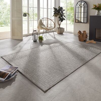 Flatweave indoor & outdoor carpet Caen Gray in a handmade look