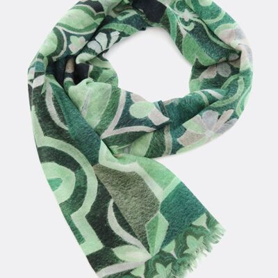 Wool scarf / majolica - shades of green