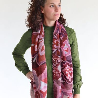 Wool scarf / majolica - berry