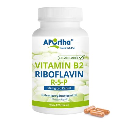 Vitamina B2 - Riboflavina 50 mg - R-5-P - 120 cápsulas veganas