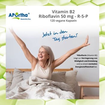Vitamine B2 - Riboflavine 50 mg - R-5-P - 120 gélules végétaliennes 7