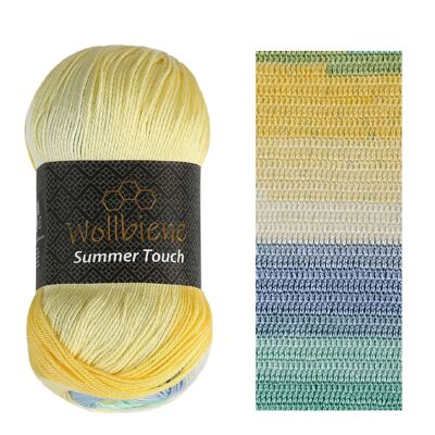 Wollbiene Summer Touch 500 gelb-blau mint Strickwolle Häkelwolle