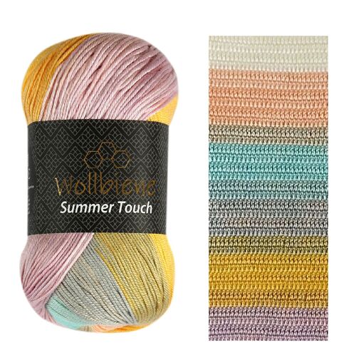 Achat Wollbiene Summer Touch 503 abricot turquoise lilas laine à tricoter  laine au crochet en gros