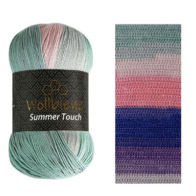 Wollbiene Summer Touch 511 pink mint blue knitting wool crochet wool