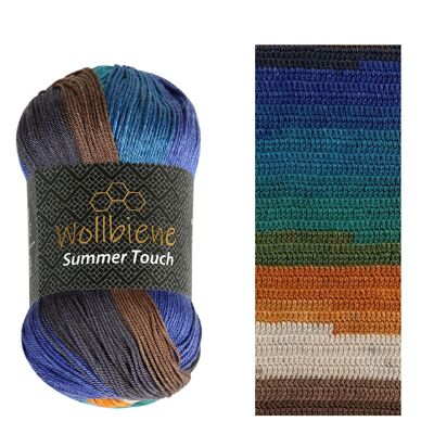 Wollbiene Summer Touch 512 Turquoise Brown Orange Knitting Wool Crochet Wool