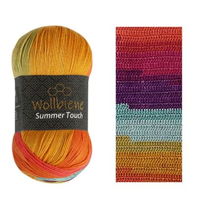 Wollbiene Summer Touch 513 petrol terrakota brown knitting wool crochet wool