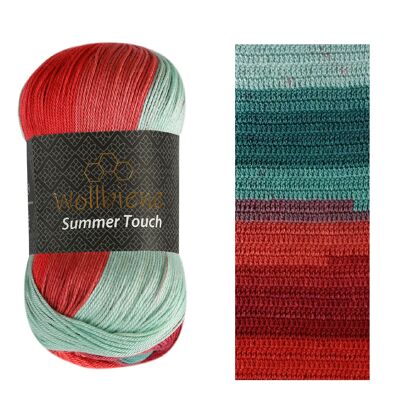 Wollbiene Summer Touch 514 green-red knitting wool crochet wool