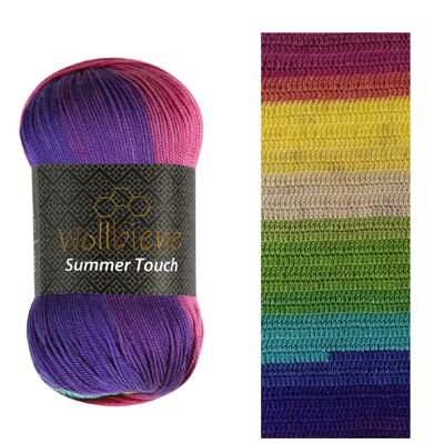 Wollbiene Summer Touch 515 purple-yellow-green knitting wool crochet wool