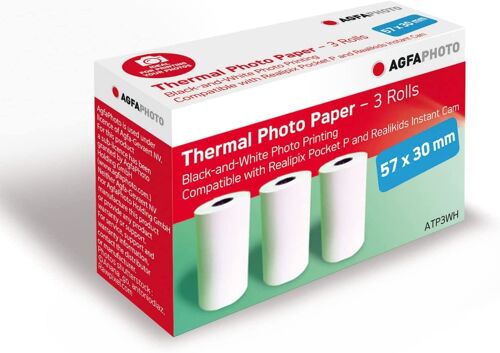Agfa Photo ATP3W Papier Thermique - 3 Rouleaux de 57 x 30 mm
