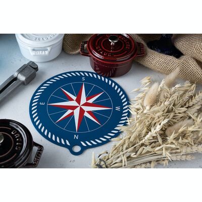 Pot Holder Compass Rose :: Marine blue with heat-resistant print