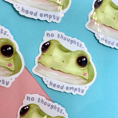 Frog Meme Sticker, No Thoughts Head Empty, Matte Sticker
