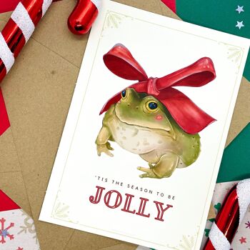 Saison joyeuse | Carte grenouille | Carte de Noël mignonne | Grenouille écologique | Carte postale | Carte de vœux | Carte de Noël 2