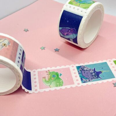 Stamp Washi Tape | Cute Frog Washi Tape | Pastel Frogs | Scrapbooking | Journaling | Kawaii Stationery Tape | Frog Lover | 25mx5m