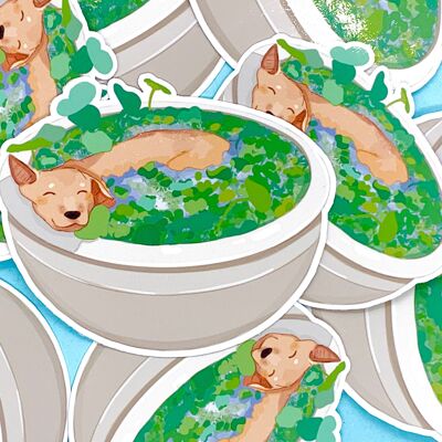 Dog in a Pond | Dog Sticker | Waterproof Sticker | Cute Sticker | Decal | Vinyl | Dog person Sticker | Laptop Sticker